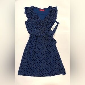 Elle Blue Black Polka Dot Ruffle, XS, New!